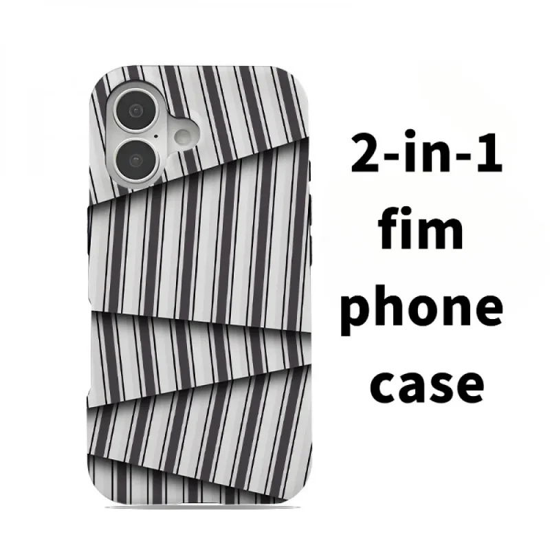 حافظة جديدة لهاتف آيفون 17 ProMax/17 Pro/17 Air/17 (2025) شريط غير منتظم ملون 2 في 1 #1