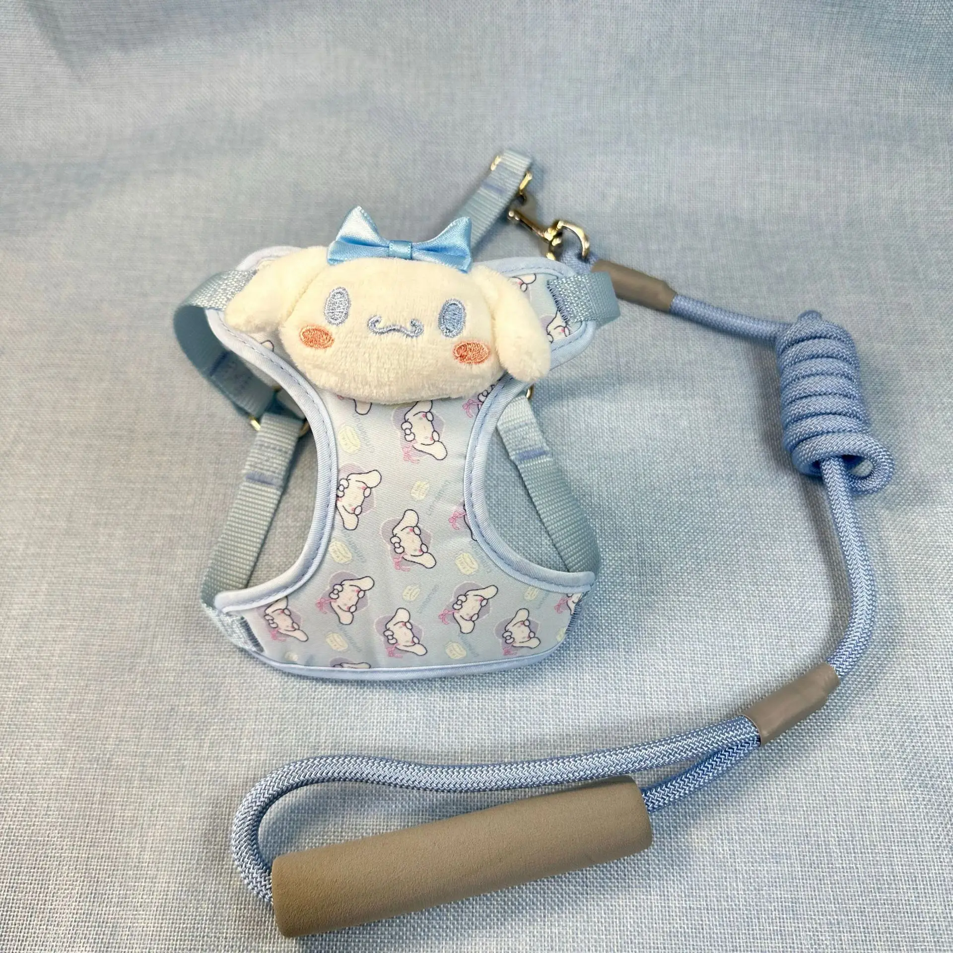 Sanrio Cinnamoroll Kuromi Anime Pet Vest Chest Strap Dog Leash Traction Rope Harness Outdoor Walking Adjustable Lead Leash