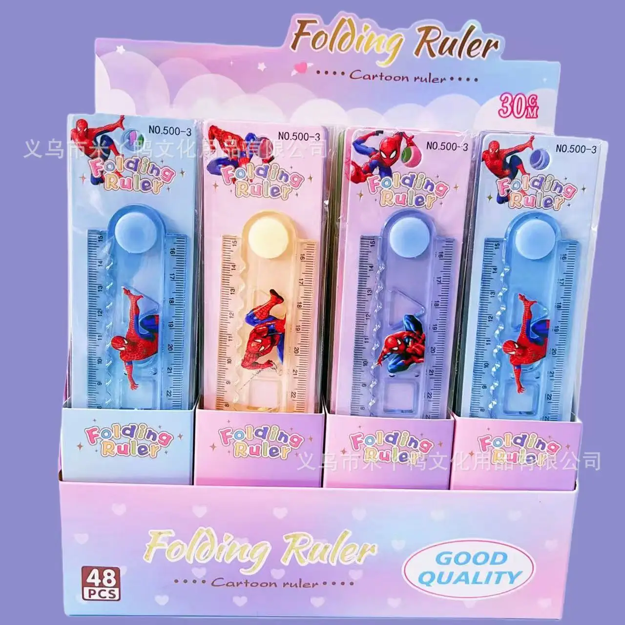 

New model Spider Man 30cm Folding Ruler Cartoon Marvel Student Plastic Ruler High Beauty Stationery Ruler Factory Wholesale