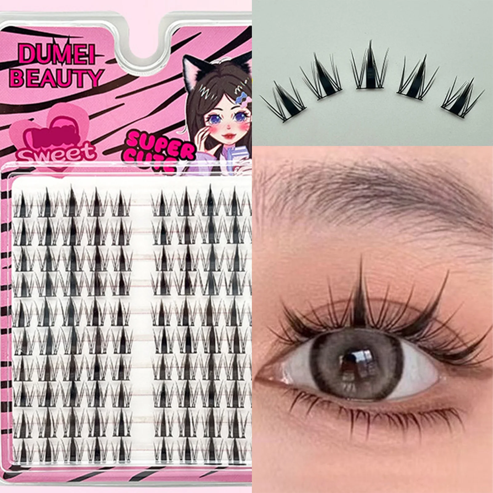 High Density Synthetic False Eyelashes Soft Comfortable Natural Look Long Lasting Voluminous Eye Makeup Daily Party Use 11-13mm