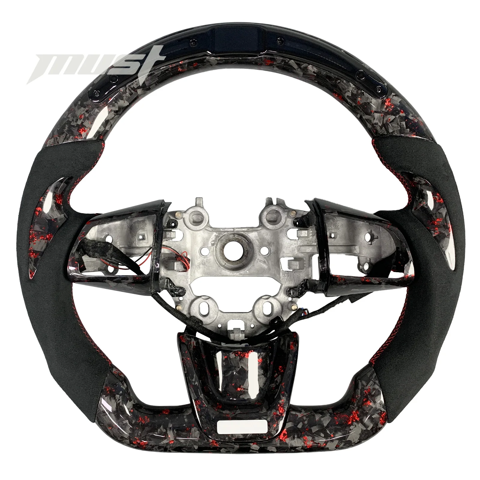 ZJZ لكيا ستينغر GT GT1 GT2 GT-Line سيدان نماذج 2018-2024 مخصصة الأحمر مزورة ألياف الكربون LED دورة في الدقيقة عرض عجلة القيادة #1