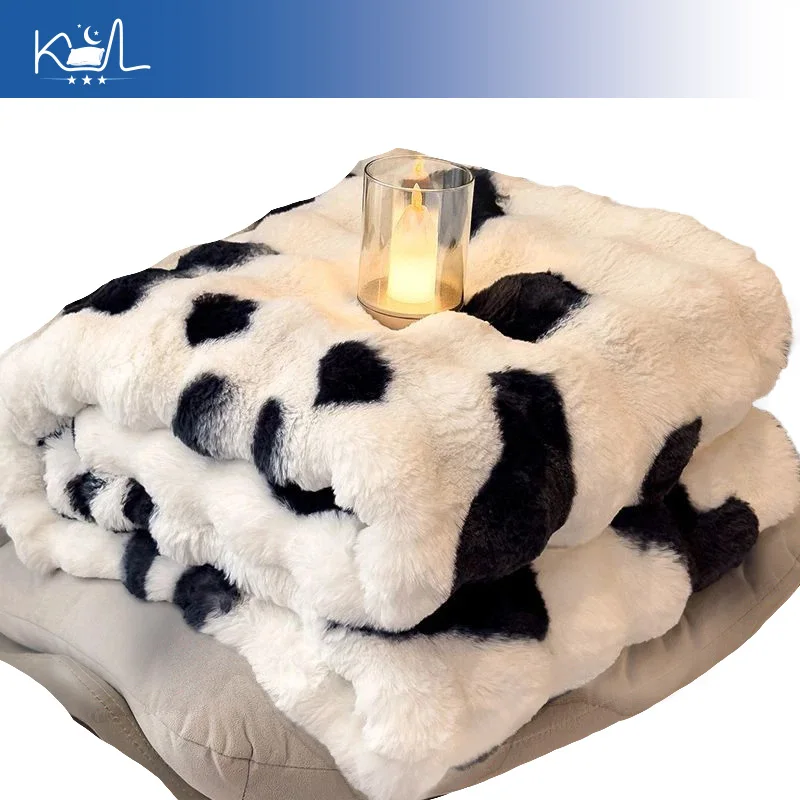 A Grade Baby Safe Rabbit Fleece Throw Blanket, Thick Warm Coral Milk Fleece Blanket with Zipper, Soft Plush Couch Cover for Sofa