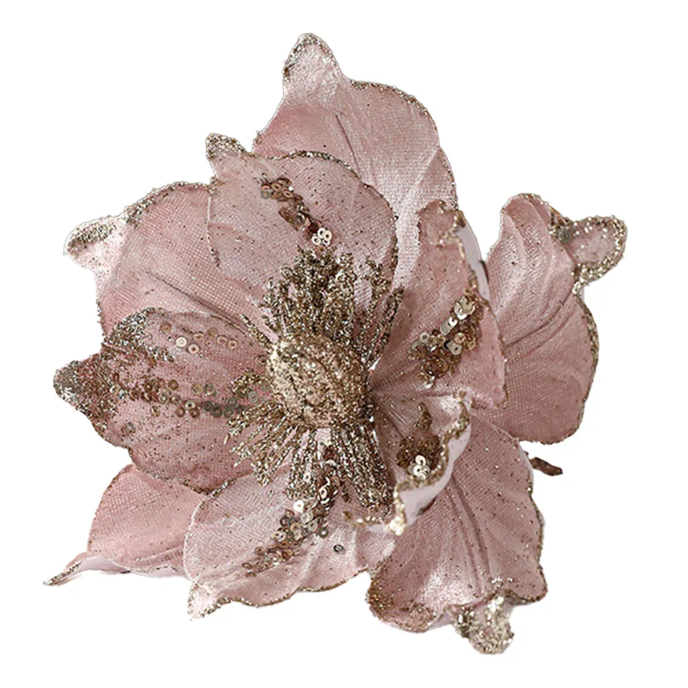 ดอกไม้ประดับคริสต์มาส ดอกไม้ประดิษฐ์สำหรับคริสต์มาส ประกายระยิบระยับ ใช้ตกแต่งได้หลากหลาย ผลิตจากผ้าและพลาสติก ABS