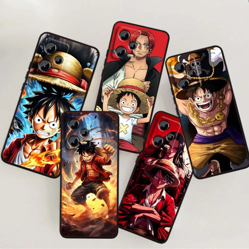 

One Piece Hot Anime Luffy For Xiaomi Redmi Note 15 14 13 12 12S 11E 11 11S Pro Plus 4G 5G Black Phone Case