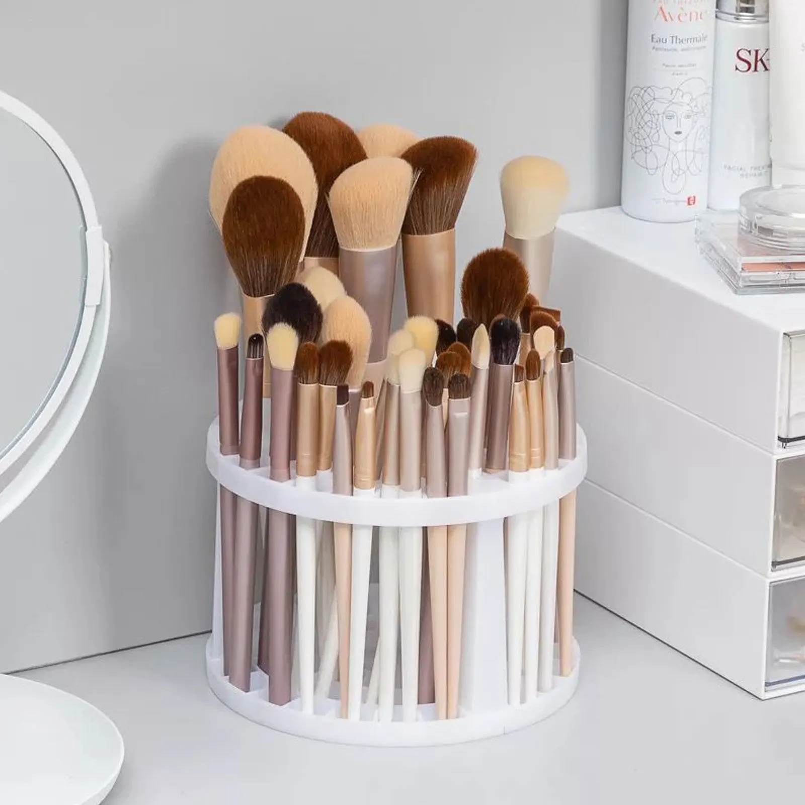 1 Stylish and Multifunctional Makeup Brush Holder with Large Capacity Air Drying Stand, Lightweight Storage Rack