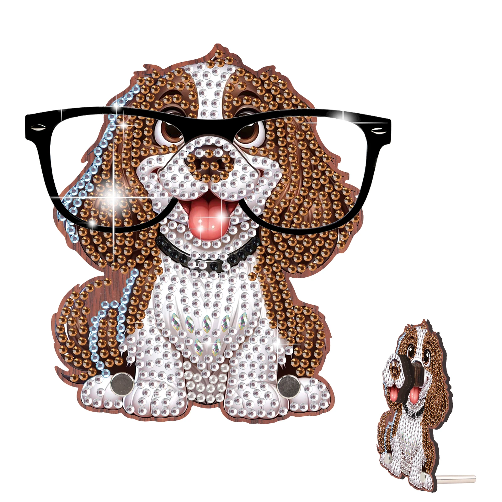 Diamond Painting Eyeglass Frame Ornament Kits,happy puppy Diamond Art Special Shaped Eyeglass Frame Ornament Decor Crafts Gift
