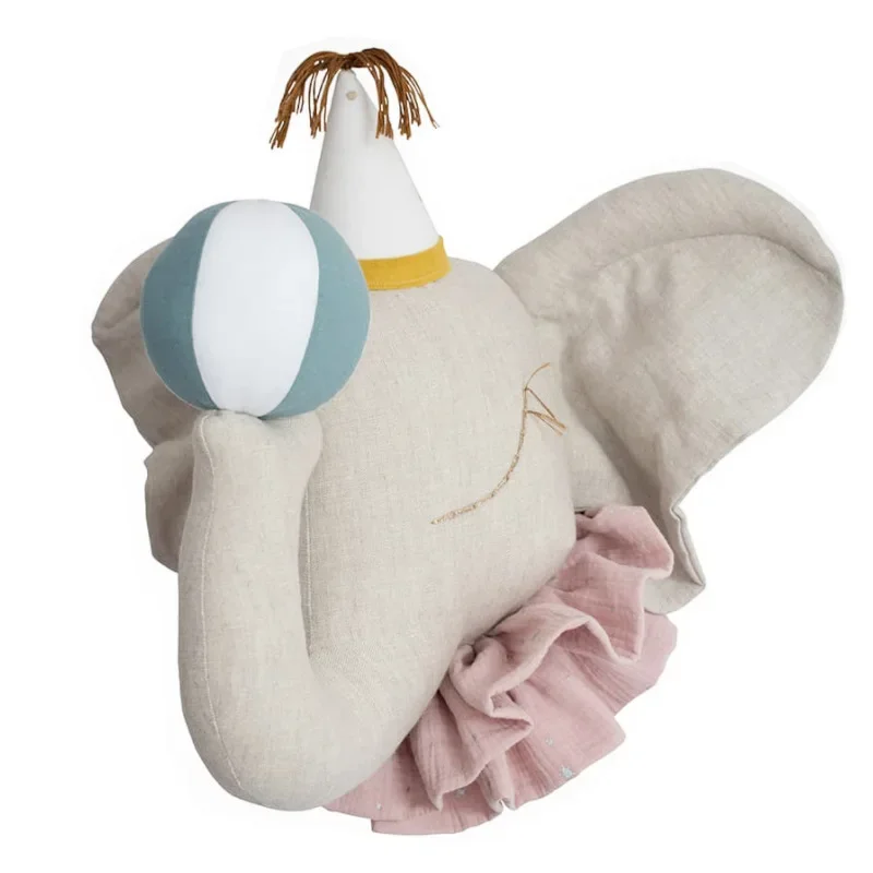 Décoration murale tête d'éléphant en peluche, jouet tête d'animal Adorable, excellent choix de décoration pour les chambres d'enfants et accessoire de séance photo pratique