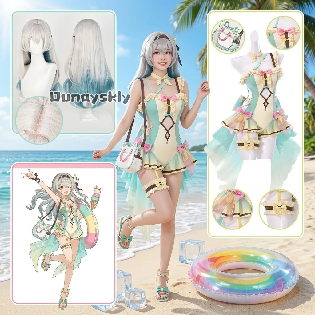 Firefly Summer Swimsuit Cosplay Costume Wig Uniform Full Set Halloween Role Play Carnival Party Honkai: Star Rail