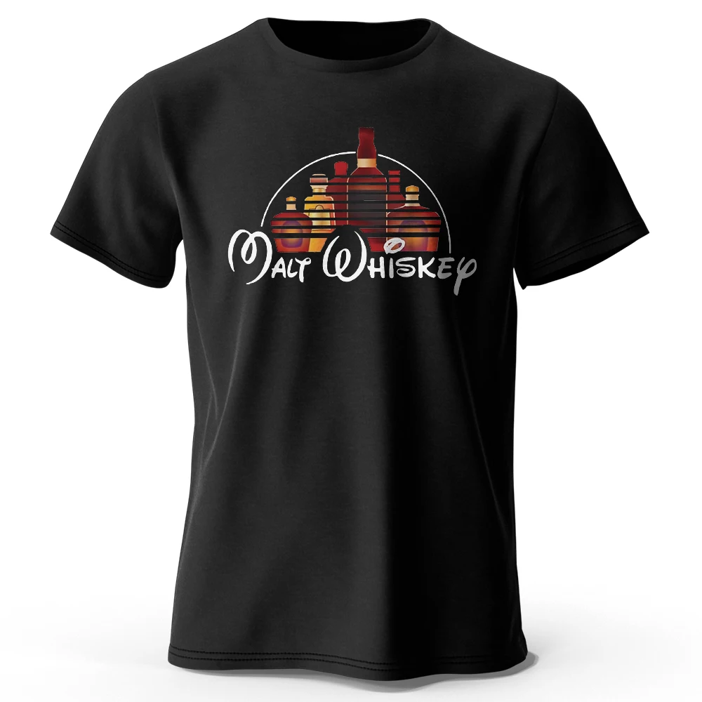Camiseta con estampado de whisky de malta para hombre, camisetas gráficas divertidas de gran tamaño 100% algodón para hombres y mujeres, camisetas de verano