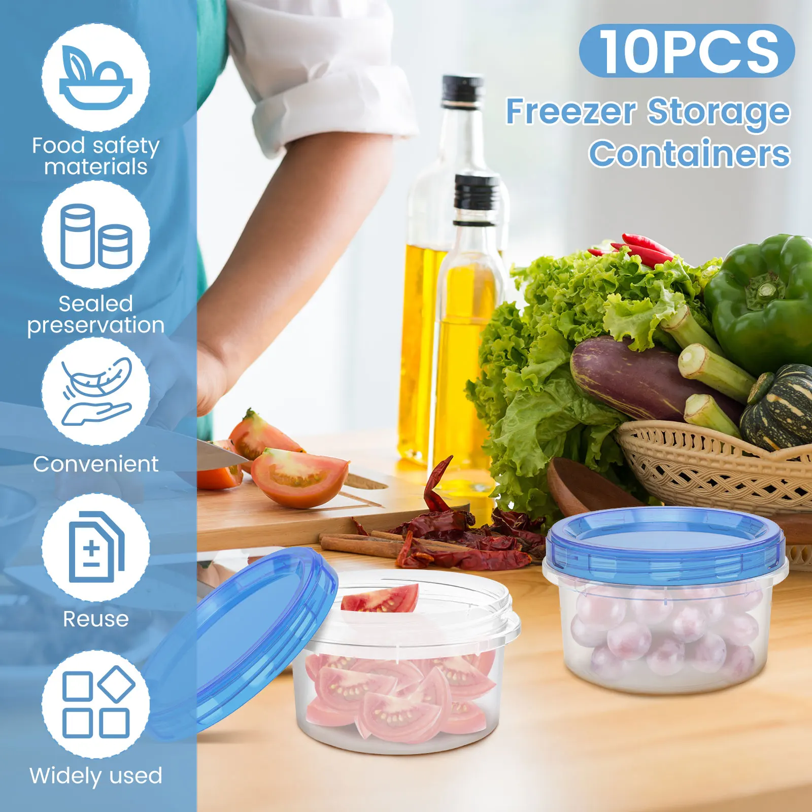 5/10Pcs Vacuum Food Storage Box Freezer Fresh-Keeping Sealing Box Small Food Container Dispenser Stackable Travel Soup Bowl - Detail 1