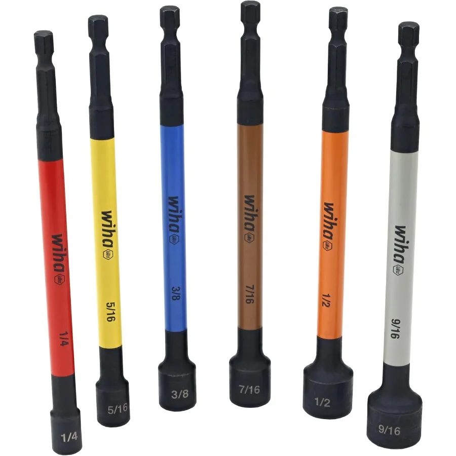 70486 Tuercas magnéticas codificadas en color SAE 6 piezas. Set para trabajos de reparación y mantenimiento de automóviles Diseño de precisión de alta resistencia wi