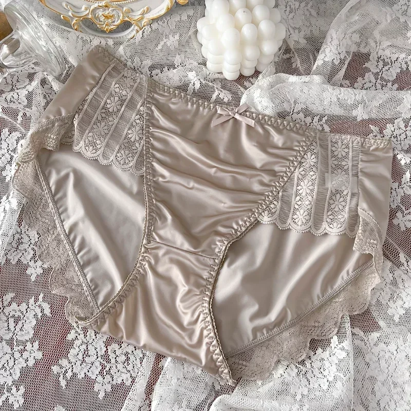 Elegant Women's Underwear: Satin Traceless Ice Silk Panties, Mid-Waist & Breathable - Enhanced with Sexy Allure in Sizes M-XXL