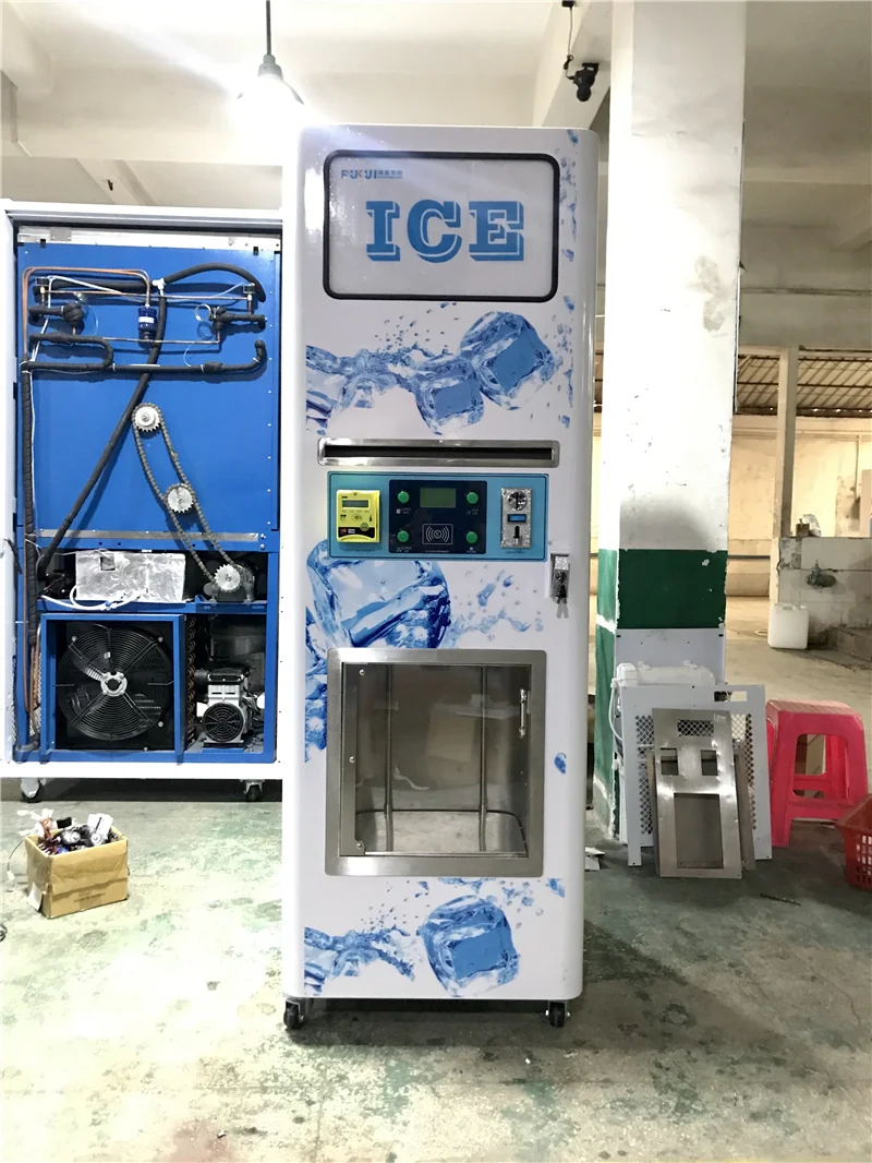 Outdoor Ice Vending Machine With Auto Bagging Ice Cube Maker  Custom Vending Machine Touch Screen Kiosk