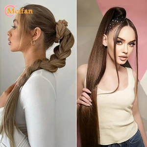 Meifan-Auslöser von synthetischen Pferdeschwanz für schwarze Frauen, natürliches Geflecht, Haarpony, gerade elastisch, 24 6 Hauptverkäufe für Frauen -Rabo - №3