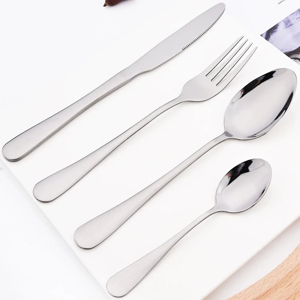 Mirror 4-piece Set Black Cutlery Set Stainless Steel Dinnerware Knife Fork Spoon Silver Tableware Western Kitchen Supplies Set