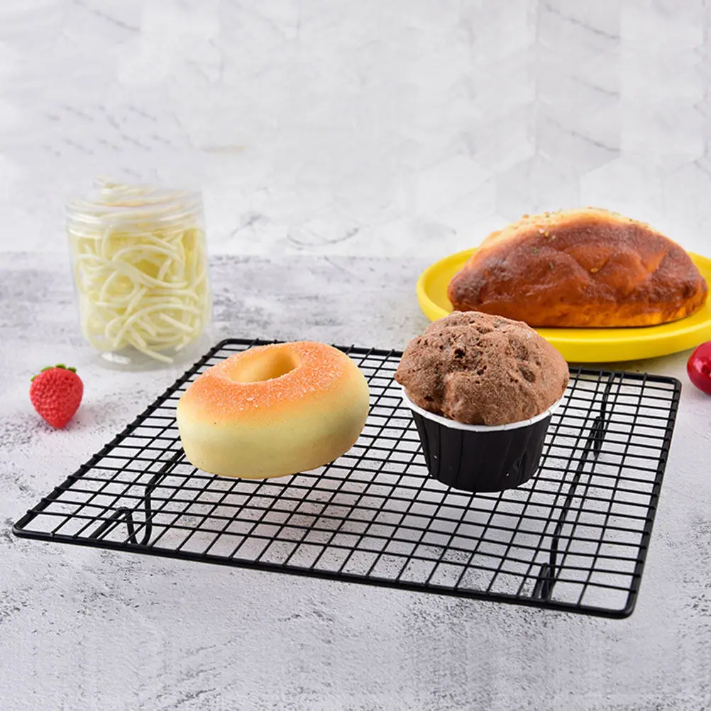 2Pcs Carbon Steel Nonstick Cooling Rack for Cakes Cookies Muffins - Heavy Duty Baking Rack with Optimized Airflow Grid Pattern