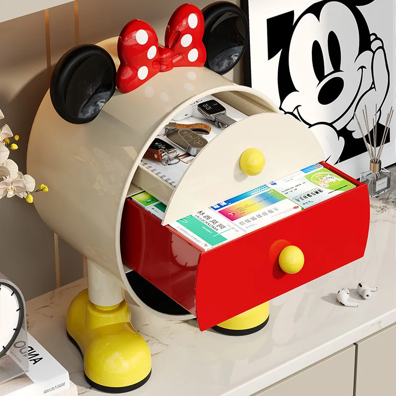 ديزني ميكي صندوق تخزين مكتبي صندوق تخزين عالي القيمة القلم ومكتب عمل عنبر صندوق بأدراج أنيمي تخزين الرف Kawaii اللعب