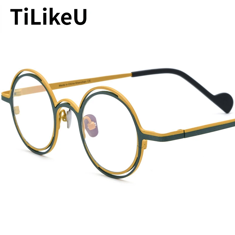 

Japanese Brand Design Retro Round Pure Titanium Eyeglass Frames Fashion Personality Men Women Optical Prescription Glasses Frame