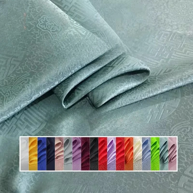 

Traditional Chinese Jacquard Silk Cotton Charmeuse Crepe Tissu Fabric 17 Ohm Silk Fabric for Sewing Cheongsam Cloth Width 114cm