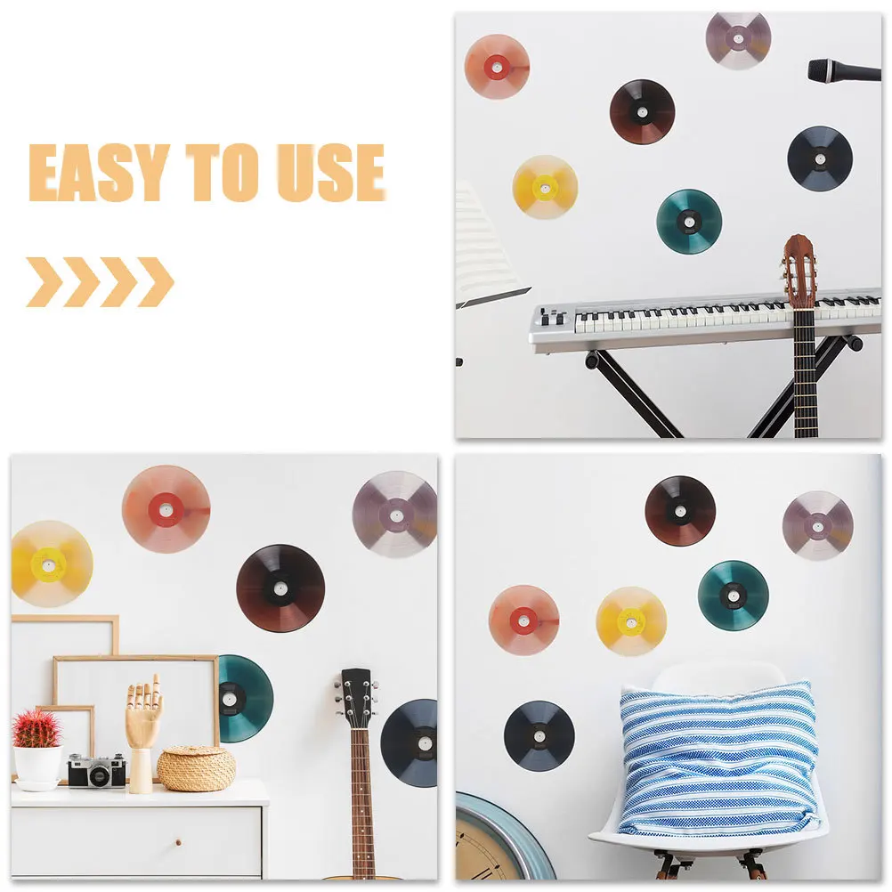 

6pcs Vinyl Record Wall Sticker Retro Music Wall Art For Bedroom Party Decor Studio Vintage Decoration Pvc Waterproof