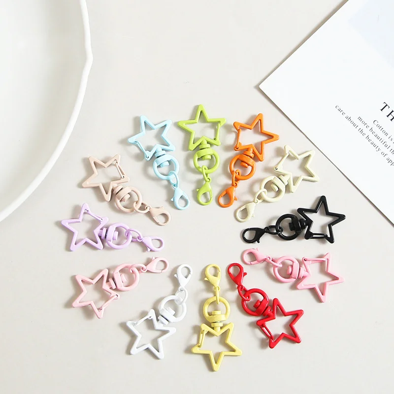 Star Keyring Kit with Lobster Clasp: 10pcs Metal Colorful Five-pointed for Jewelry and Craft Making