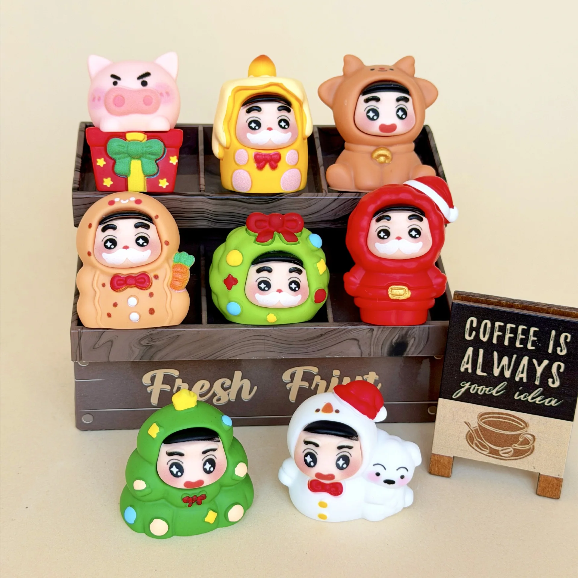 

8pcs Anime Christmas for Crayon Shin Chan Doll Creative DIY Resin Doll ornaments crafts high-end desk decorations For Gifts