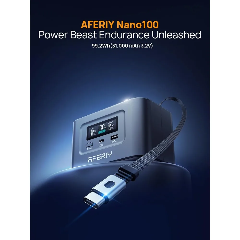 باور بانك بقدرة 31000 مللي أمبير في الساعة، شاحن كمبيوتر محمول PD3.0 بقدرة 100 وات، شحن سريع 145 وات، بطارية LiFePO4 لأجهزة MacBook/iPhone/Samsung/Dell/HP