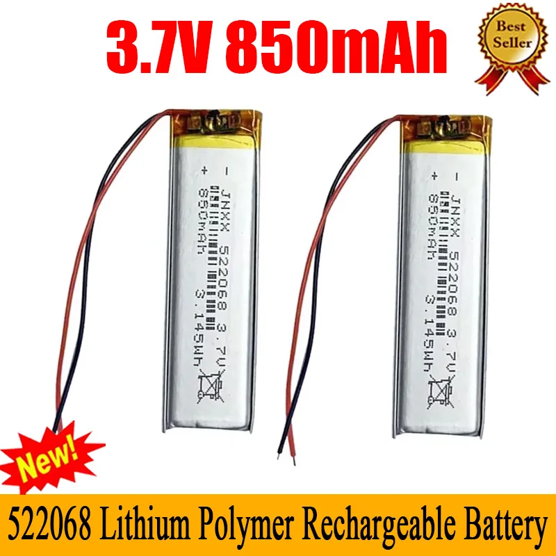 522068 3.7V 850mAh Real Capacity Rechargeable Polymer Lithium Battery Electronic Products Small Fan Digital LED Light MP3 MP4