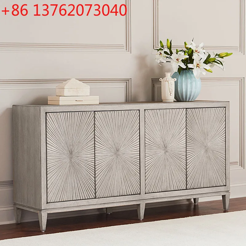 Neoclassical solid wood porch dining side decorative cabinet post-modern locker