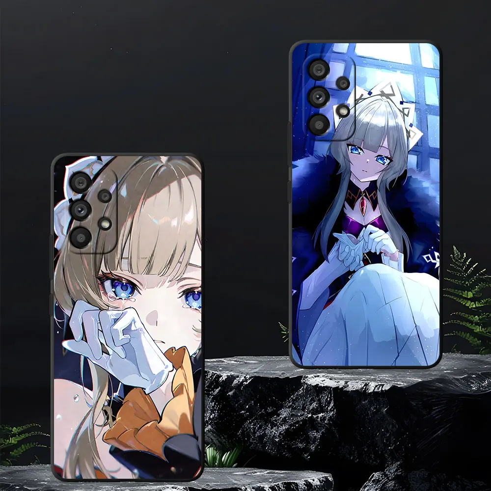 Black Phone Case For Samsung Galaxy A55 A16 A54 A34 A12 A14 A33 A15 A21s A53 A35 A17 A22 A31 TPU Cover Sandrone Genshin Impact