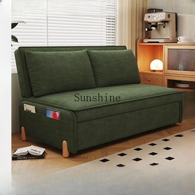 

Sitting and lying small apartment living room study double solid wood multi-functional pull-out retractable bed