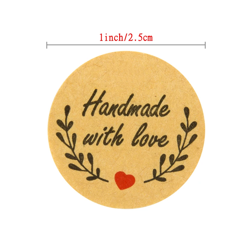 500 Pcs "Love" กระดาษคราฟท์สติกเกอร์เบเกอรี่ตกแต่งงานแต่งงานตกแต่งป้าย1นิ้วรอบกาวป้าย