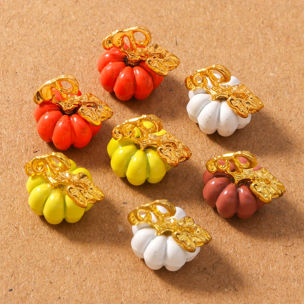 10pcs Enamel Vegetables Pumpkin Charms Pendants for Jewelry Making Earrings Necklace Bracelet DIY Accessories Supplies