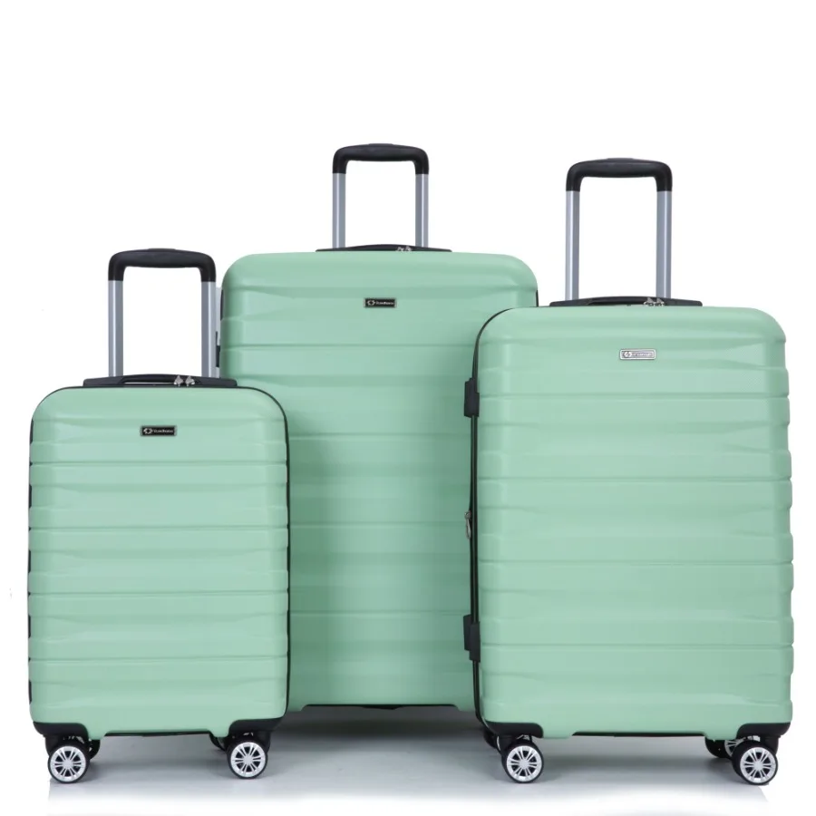 

3 Piece Luggage Sets PC Lightweight Durable Expandable Suitcase with Two Hooks Double Spinner Wheels TSA Lock 21 25 29 Light Gr