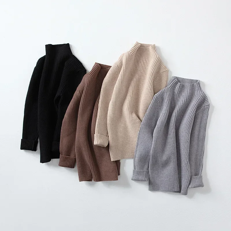 Turtleneck Knitted Sweater for Kids Basic Casual Daily Warm Pullovers Tops Autumn Winter 10 12 Years Teenage Boys Tops Clothes