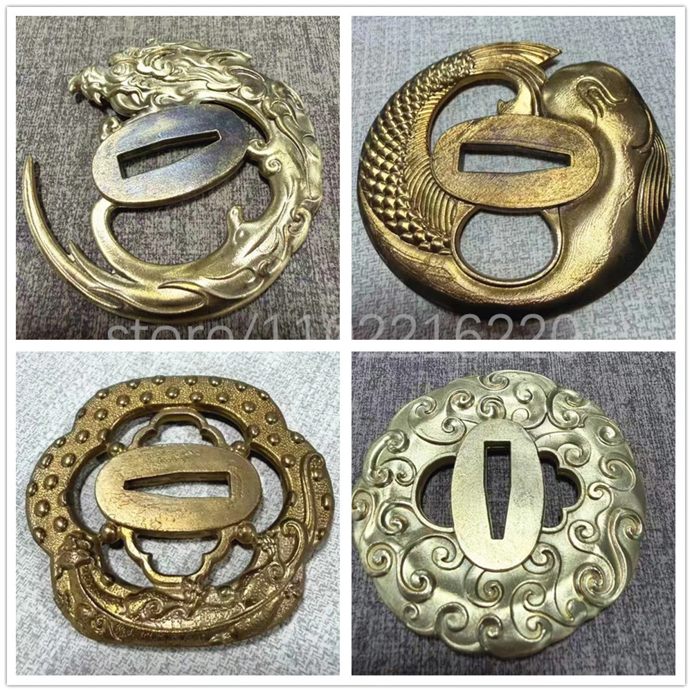 Wonderful Handle Samurai Sword Parts Copper Brass Tsuba Handguard Guard For Japan Samurai Katana Tachi Sword Fittings Accessory