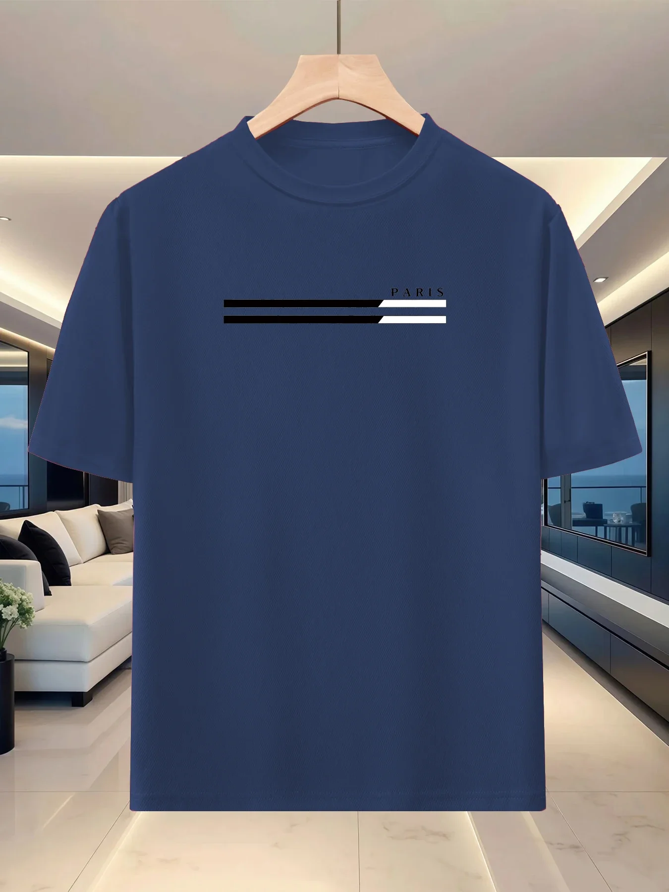 Men's Summer Crew Neck Short Sleeve Trendy Letter Print T-shirt Casual Fashionable Breathable Active