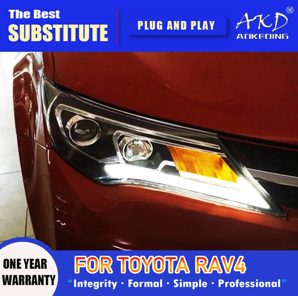 AKD Head Lamp per Toyota RAV4 LED Headlight 2013-2016 fari RAV4 DRL indicatori di direzione High Beam Angel Eye obiettivo del proiettore