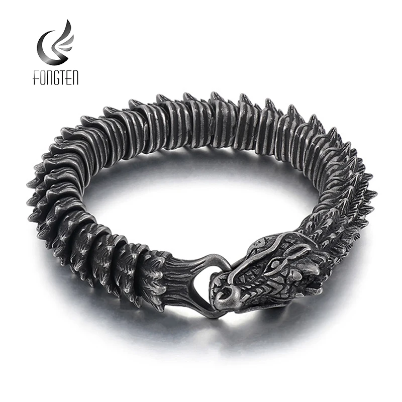 

Fongten 22cm Dragon Bracelets For Men Stainless Steel Male Domineering Bangle Bracelet Male Jewelry Wholesale