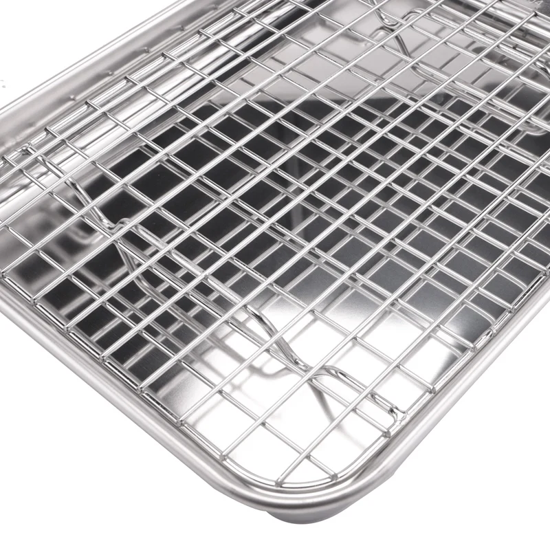 صينية خَبز من الفولاذ المقاوم للصدأ مع مجموعة شواية ، صينية نصف فرن بسكويت للخدمة الشاقة