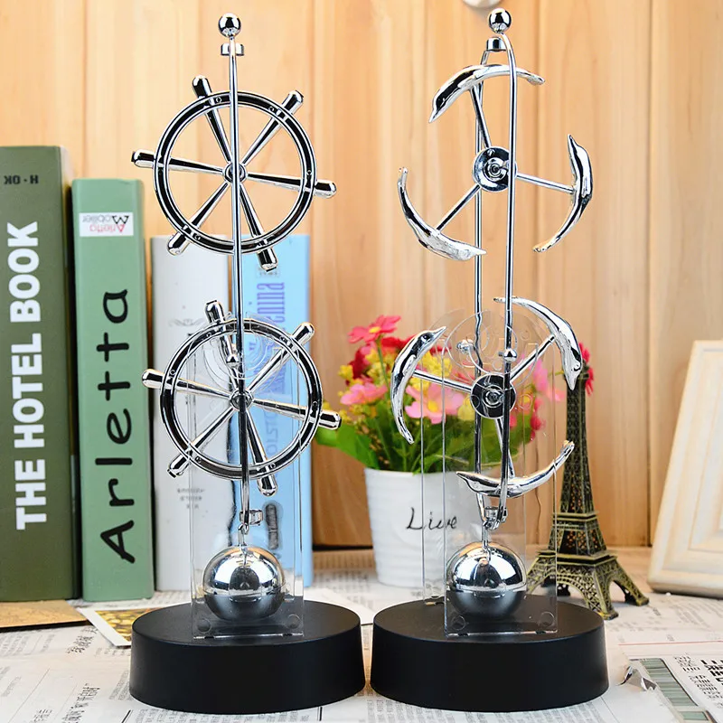 Chaos Pendulum, Premium Double-Wheel Perpetual Motion Machine - USB/Battery Powered Magnetic Rocker for Office Desk & STEM Gift