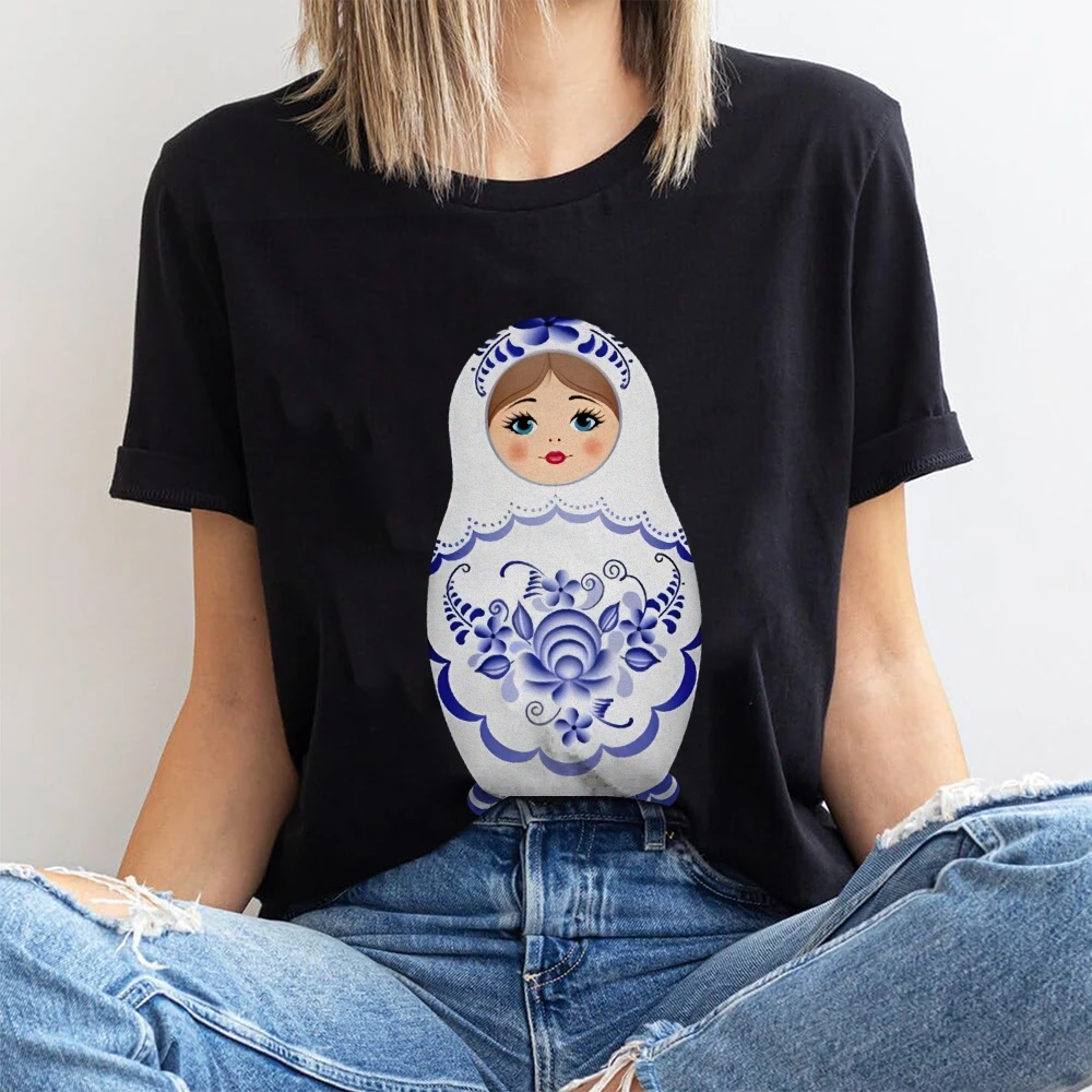 

Matryoshka T Shirt Russian Lovely Nesting Doll Short Sleeve Russian Dolls T-shirts Women Harajuku Tops Art Culture Leisure Tee