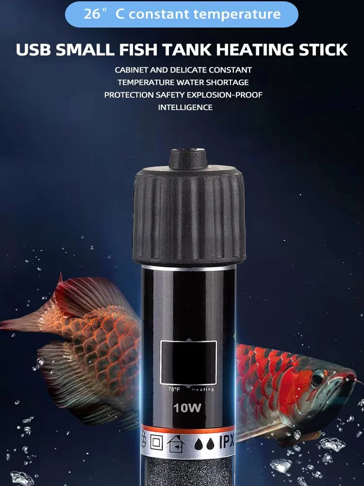 USB-Mini-Aquarium-Heizstab 10W, tauchbarer Thermostat-Heizer für kleine Aquarien, hält 26 Grad ° C Konstante Temperatur – Detail 7