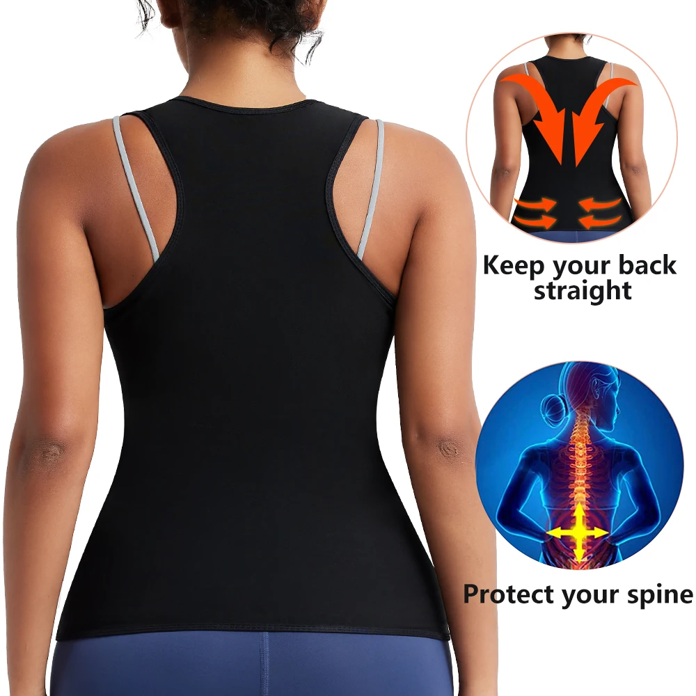 Zipper Sauna Vest for Women Fitness with Chest-Reducing Waist Shaping Top High Elastic Waterproof Fabric Gym Exercise Clothes