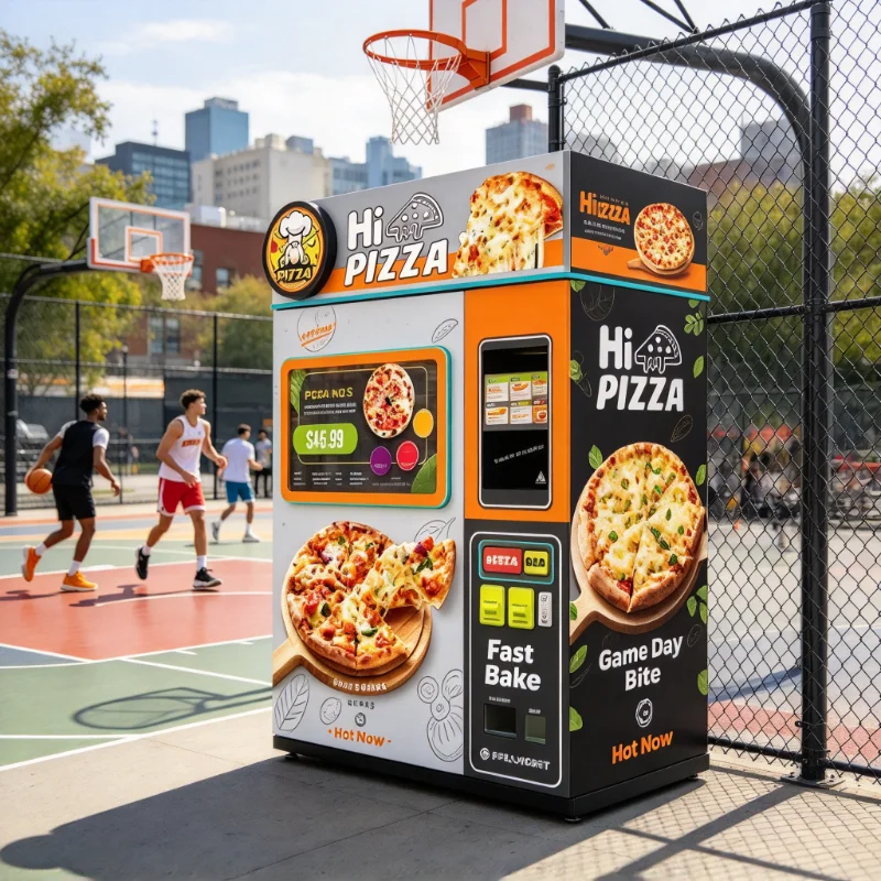 Street Pizza Vending Kiosk Touchscreen Display 20-150 Capacity Multiple Payment Automatic Stock Monitoring Customized