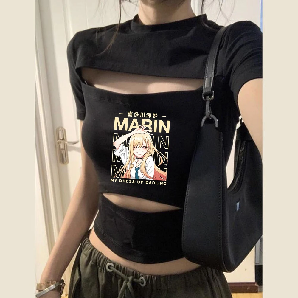 Marin Kitagawa cropped top girl gothic meme gyaru emo clearance sales tshirt vintage manga baddie grunge cutecore