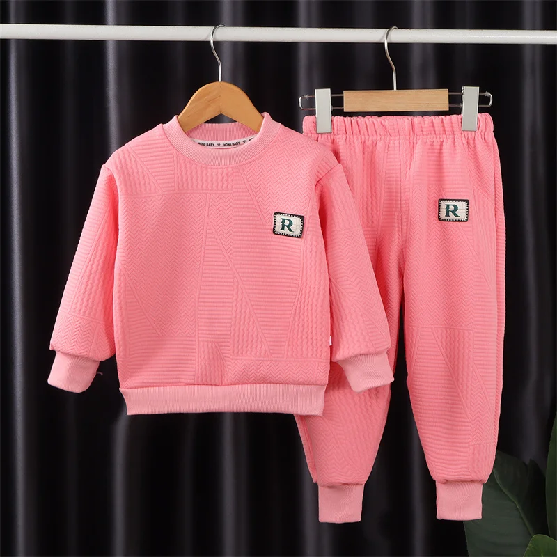 Baby Warm Sets 2023 Spring Autumn New Trend Suit Boys Girls Sweatshirt Outfit Kids Cotton Top Casual Sports Pants 2Pcs 1-14Y