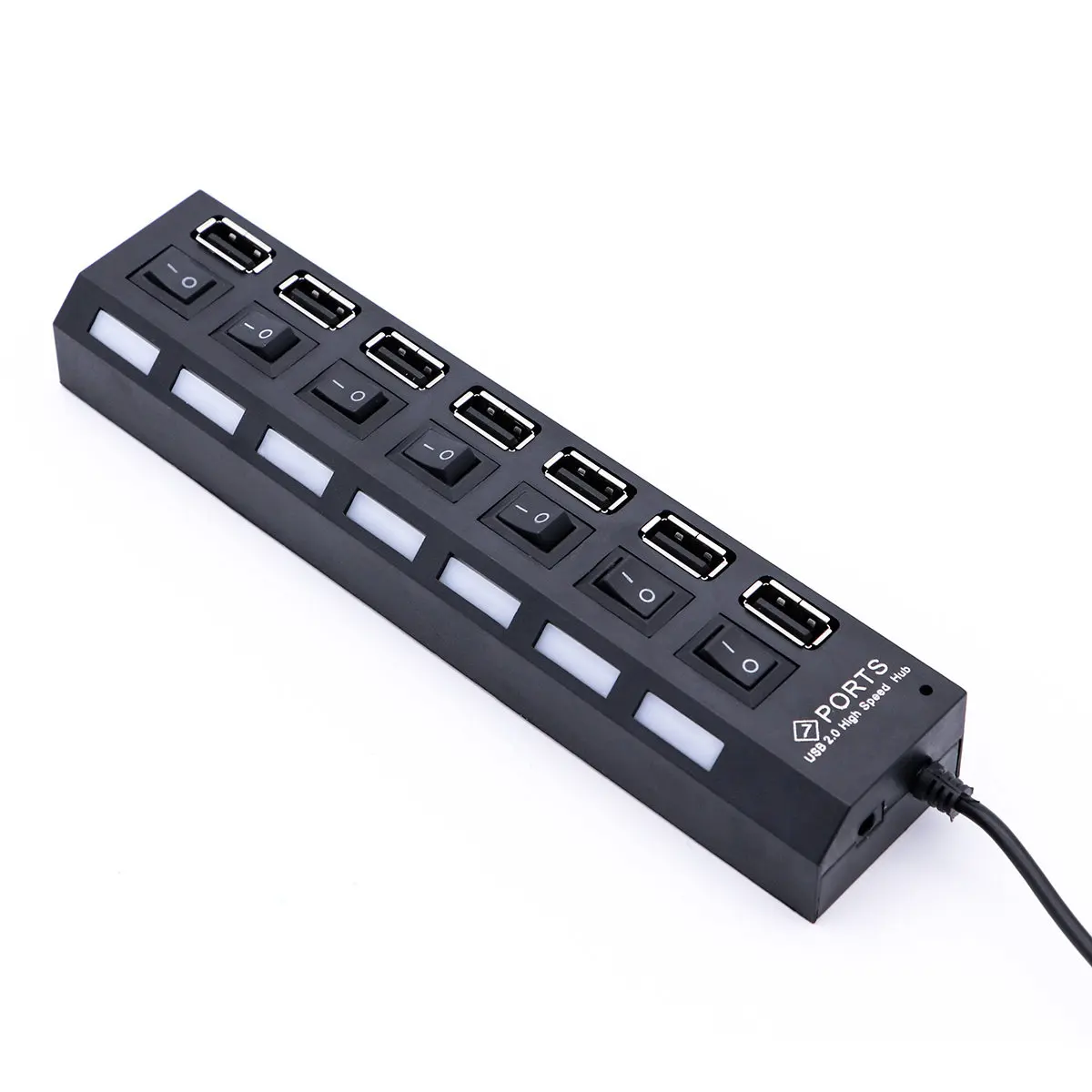 

7 Ports USB 2.0 Hub Reliable Expansion Dock with Power Control Switches Fast Charging and Data Transfer for Laptop Desktop Pc