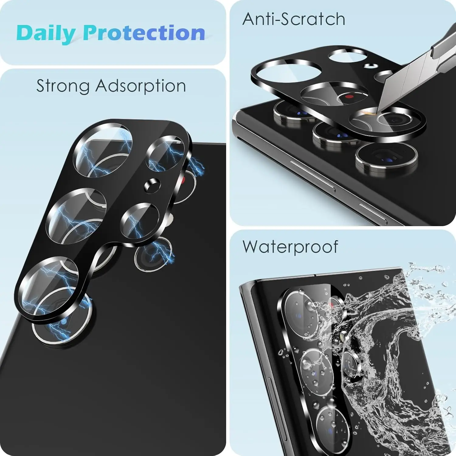 2/4 قطعة HD عدسة حامي فيلم لسامسونج غالاكسي S23 الترا/S24 الترا 5G 9H المضادة للخدش متوافق مع عدسة الكاميرا حماية