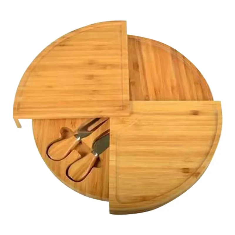 1Set Cheese Board Cutlery Cutter Set With Slide Out Drawer Cooking Tools Slicer Fork Scoops Cut Kitchen Storage
